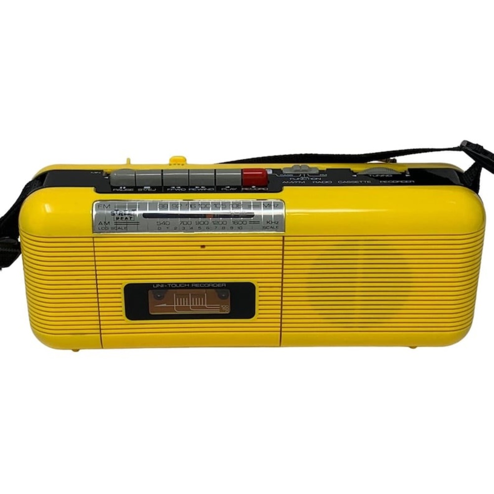 Rare Vintage 80s Street Beat Yellow AM FM Cassette Radio Boombox CT-72